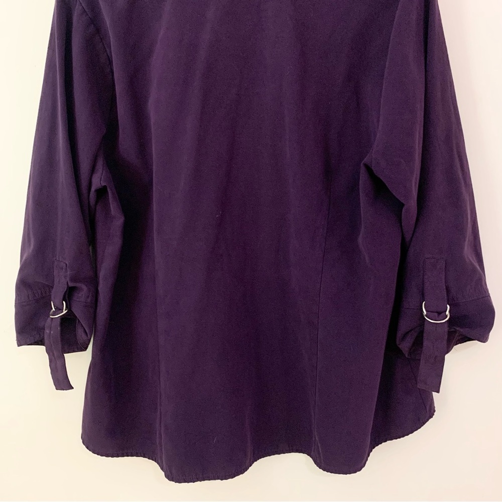 Dress Barn Woman Suede Button Down Shirt • Purple Blouse 14W 16W EUC OBO - Picture 8 of 11